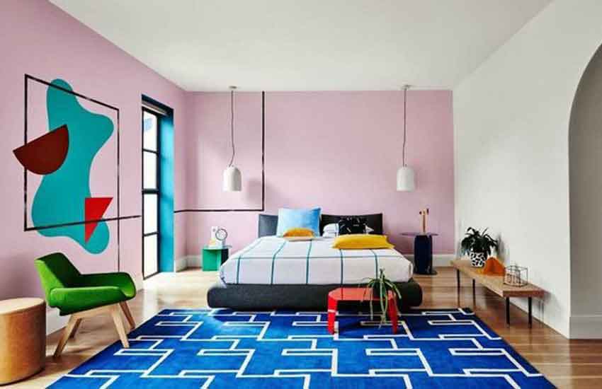 طراحی دکوراسیون اتاق خواب با رنگ های شاد 