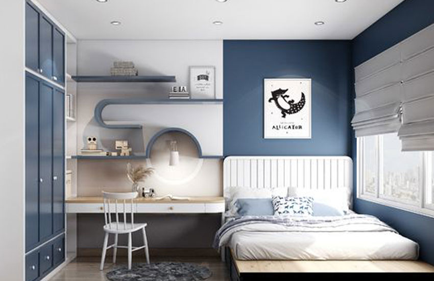 تزئین اتاق خواب پسرانه با تم آبی