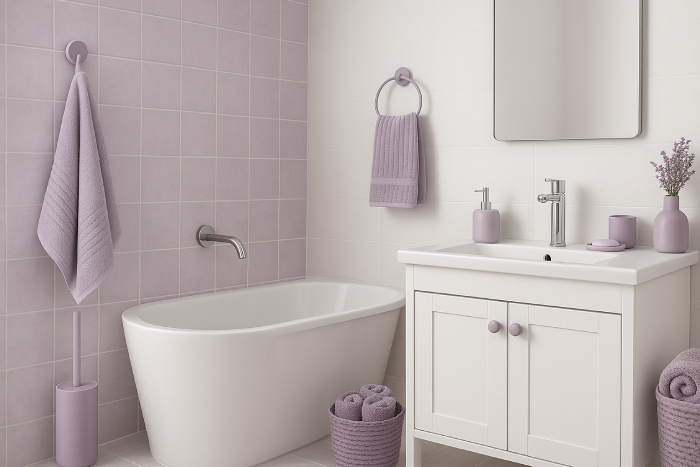 طراحی سرویس بهداشتی و حمام با اکسسوریهای یاسی