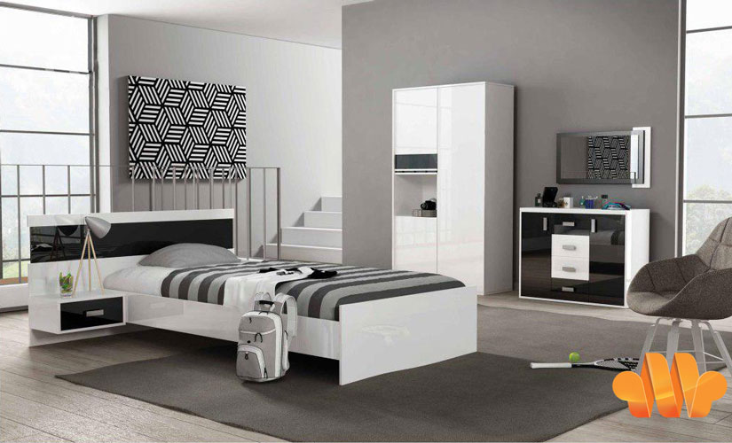 تخت خواب سفید مشکی و طراحی مدرن