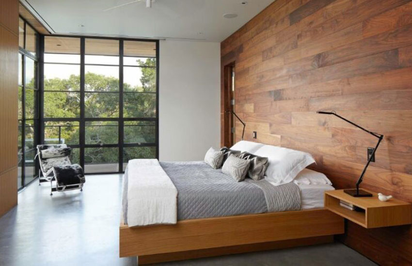 دیوار کوب چوبی اتاق خواب