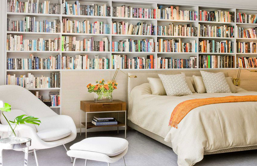  کتابخانه دیواری ساده برای اطاق خواب