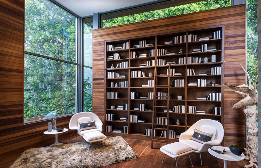  کتابخانه چوبی ساده و شیک